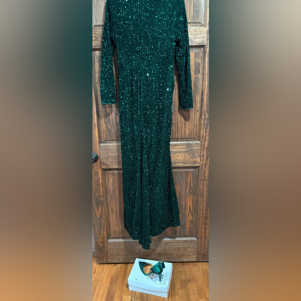 SHEIN green sequin winter dress size medium